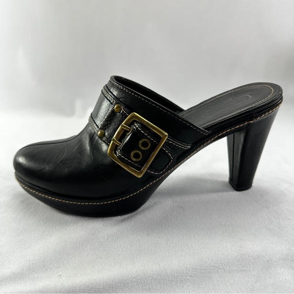 Coach Candace Buckle Mules Clogs Vintage Grunge Y2K Business Black Leather - Picture 6 of 10